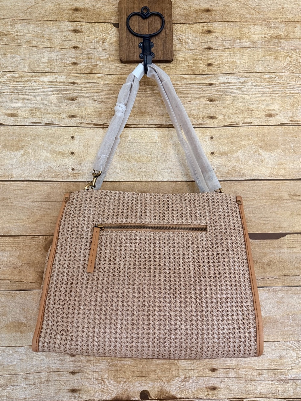 American Leather Co Triple Entry Raffia Satchel - Vachetta NWT - Picture 6 of 8